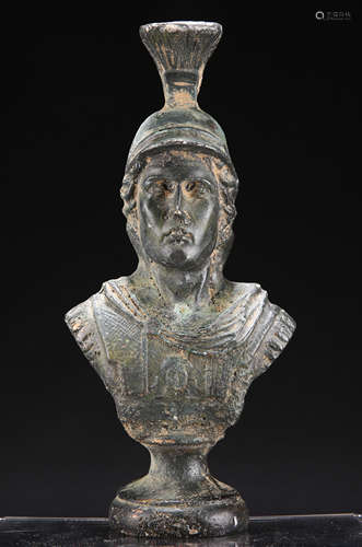 A BRONZE BUST OF A ROMAN OFFICER