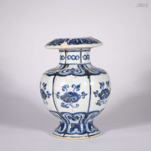 A blue and white 'flowers' vase