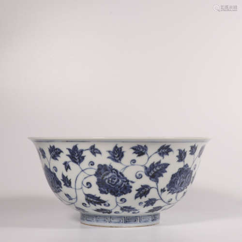 A blue and white 'lotus' bowl