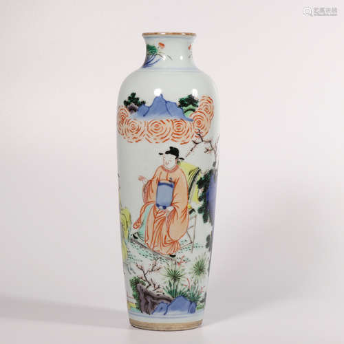 A Wu cai 'figure' vase