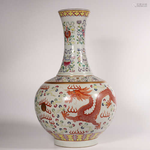 A famille-rose 'dragon' vase