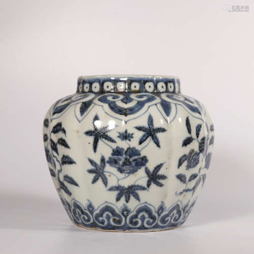 A blue and white jar