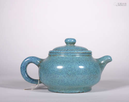 A Robin's-egg-glazed teapot