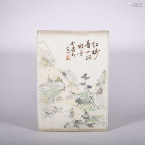 A Qian jiangcai 'floral and birds' pen container