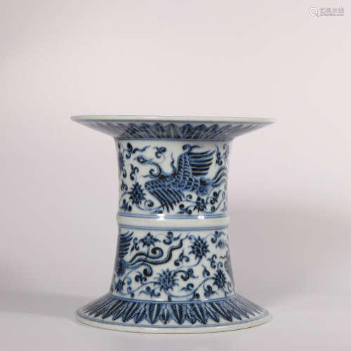 A blue and white vase