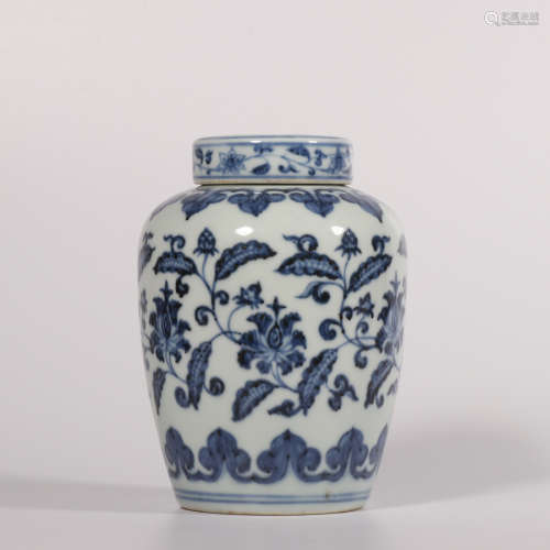 A blue and white vase