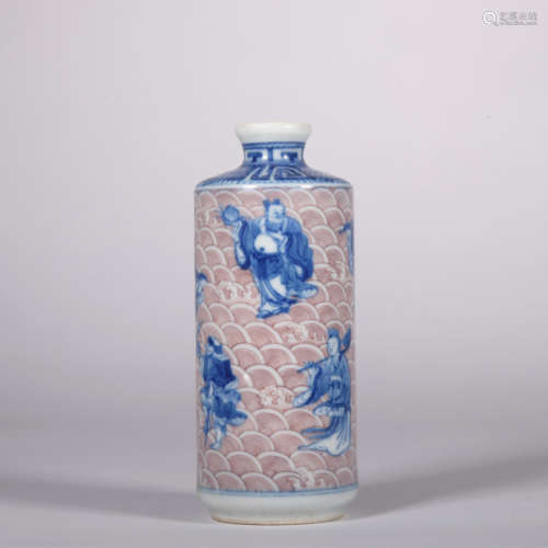 An underglaze-blue and copper-red vase