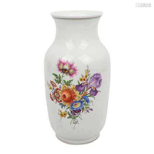 MEISSEN große Vase 'Bunte Blume', 1. Wahl, 20. Jhd. Weißporz...