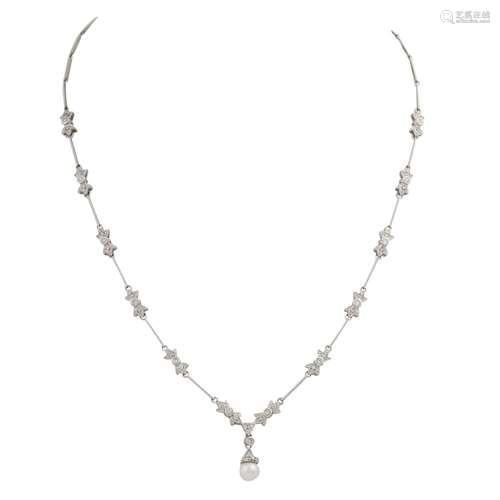 Collier mit Perle und Brillanten zus. ca. 0,5 ct, mittlere b...