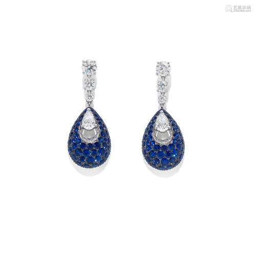 A PAIR OF SAPPHIRE AND DIAMOND 'PAVILION' EARRINGS, BY GRAFF