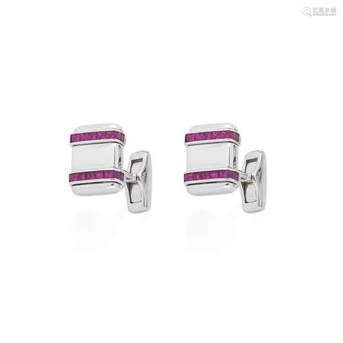 A PAIR OF RUBY CUFFLINKS, BY GRAFF