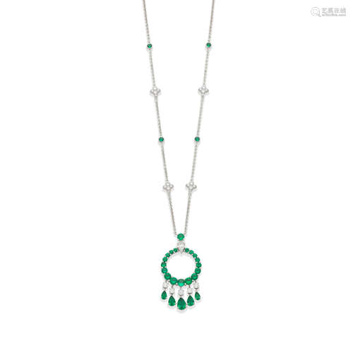 AN EMERALD AND DIAMOND 'GYPSY' NECKLACE, BY GRAFF