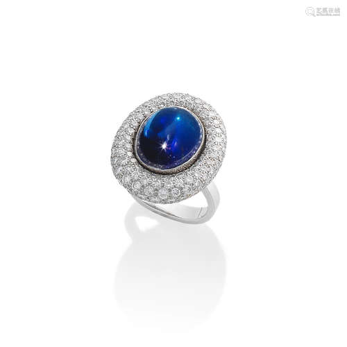 A SAPPHIRE AND DIAMOND RING, BY GRIMA, 1993