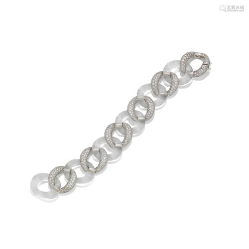 A ROCK CRYSTAL AND DIAMOND BRACELET, BY SEAMAN SCHEPPS