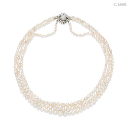 A NATURAL PEARL AND DIAMOND NECKLACE, BY NANNINI