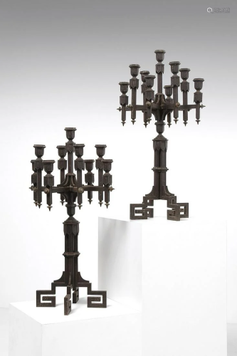 Wunderkammer Pair of forged iron candelabraEngland