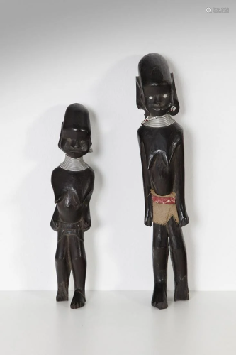 Arte africana Two ebony figurinesNigeria (?).