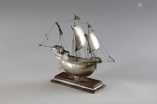 Wunderkammer A silver embossed ship Europe, 18th