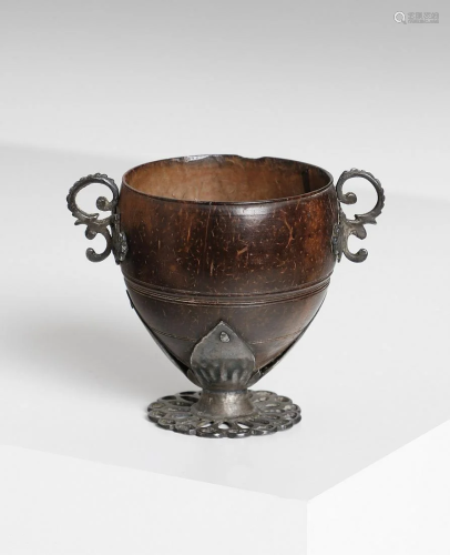 Naturalia A coconut shell cup mounted with silver