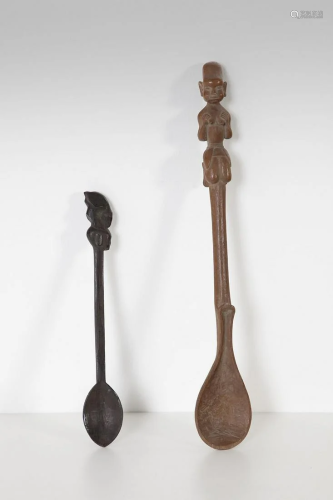 Arte africana Two wooden spoonsDemocratic Rep. Congo