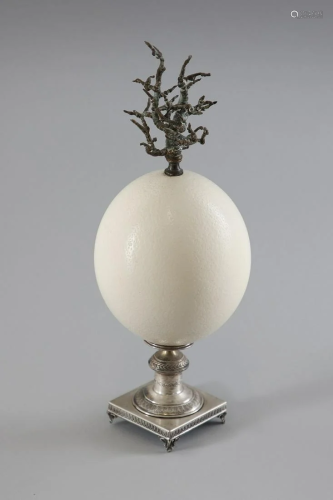 Naturalia A metal mounted ostrich egg Italy, 20th