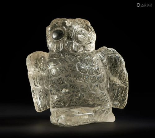 Naturalia A rock crystal figure of a owl Europe, 20th