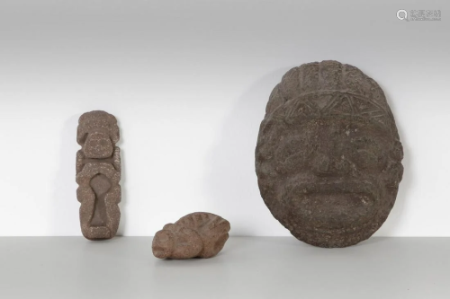 Arte delle Americhe Three PreColumbian stone carvings