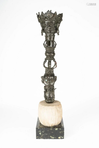 Arte Himalayana A monumental bronze phurba handle