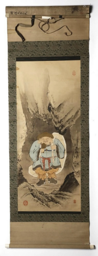 Arte Cinese A scroll painting depicting Budai China,