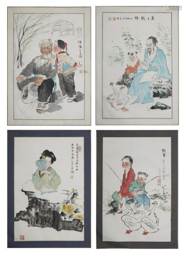 Arte Cinese A group of four modern Chinese paintings