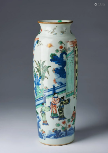 Arte Cinese A wucai porcelain rouleau vase China, Qing