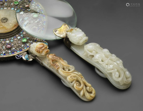 Arte Cinese Two objects with jade handles China, 19th