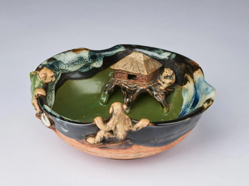 ARTE GIAPPONESE A glazed Sumida ware bowlJapan,