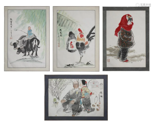 Arte Cinese A group of four modern Chinese paintings