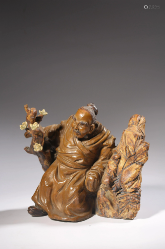 A Chinese wood figure