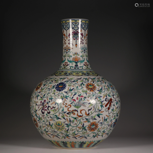 A Doucai Eight Treasure Celestial Sphere bottle vase