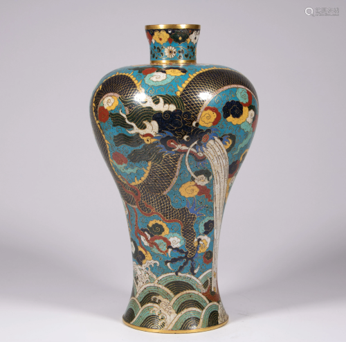 A pair of cloisonnÃ© enamelled bronze 'Dragon' vases