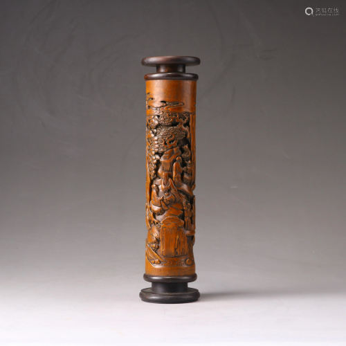 A Chinese bamboo joss stick holder