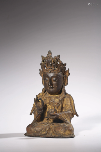 A Chinese gilt bronze seated Buddha