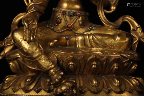 A Sino-Tibetan gilt bronze seated Tara