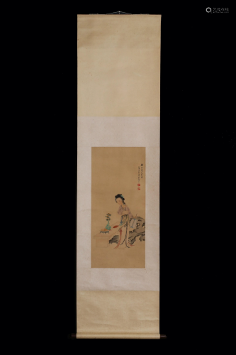 A Chinese scroll depicting a beauty
