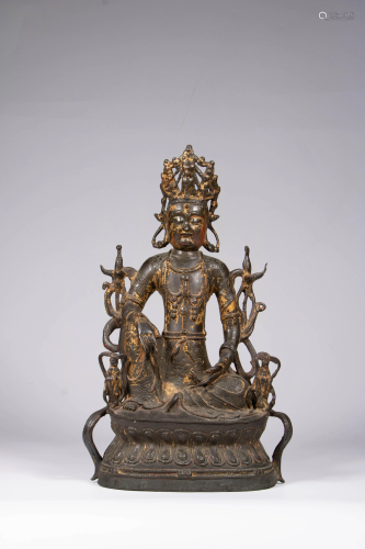 A Chinese gilt bronze figure of Avalokiteshvara