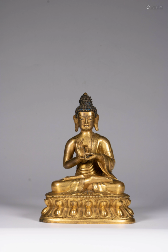 A Sino-Tibetan gilt bronze figure of gilt bronze
