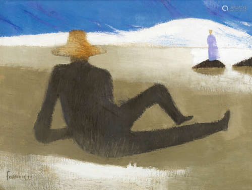 Mary Fedden R.A. (British, 1915-2012) Figures by the Sea