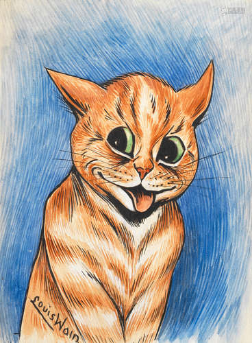 Louis William Wain (British, 1860-1939) Smiling Cat