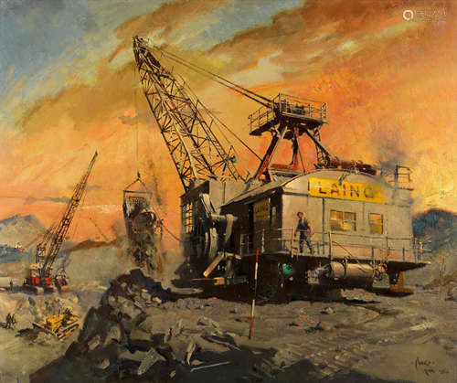 Terence Cuneo (British, 1907-1996) Walking Dragline Excavato...