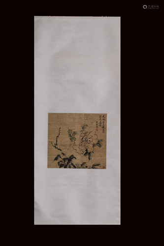 A Chinese scroll depicting blossoming poenies