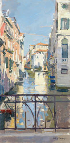 Ken Howard R.A. (British, born 1932) Venice from a Bridge