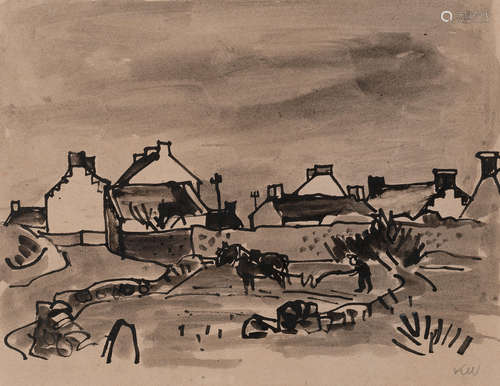 Sir Kyffin Williams R.A. (British, 1918-2006) Farm, Brittany