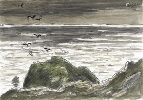 Sir Kyffin Williams R.A. (British, 1918-2006) Birds Along th...